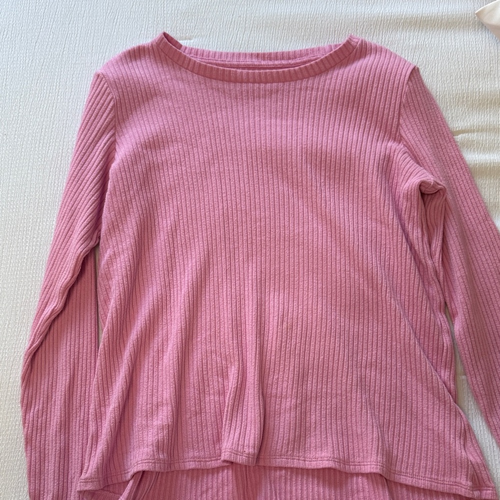 american eagle pink ribbed knit top